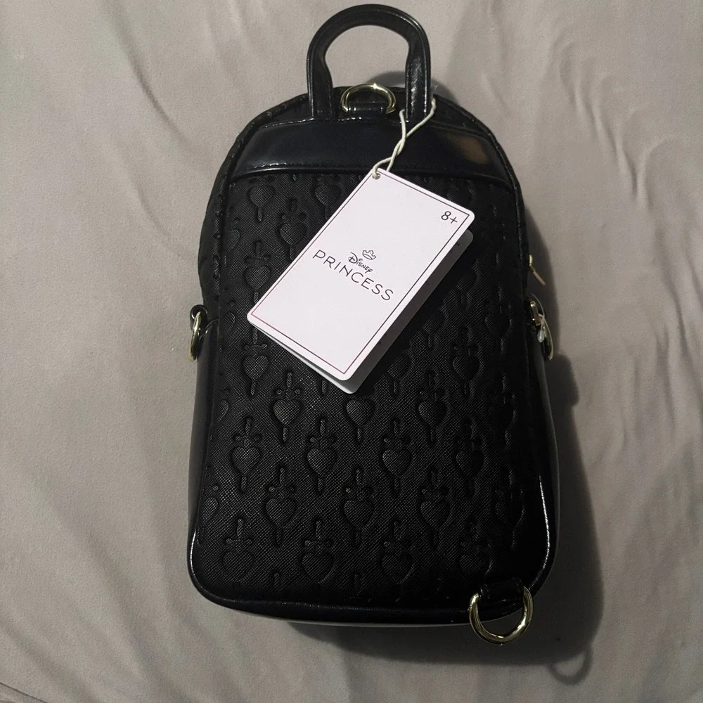 Loungefly Disney Snow White Evil Queen Black Sling Bag Embossed Poison Apple NWT